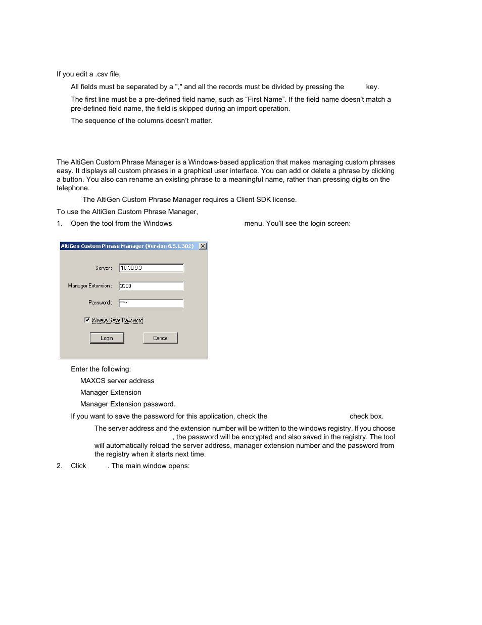 Editing a .csv file, Altigen custom phrase manager | AltiGen MAXCS 7.0 Update 1 ACM Administration User Manual | Page 407 / 446