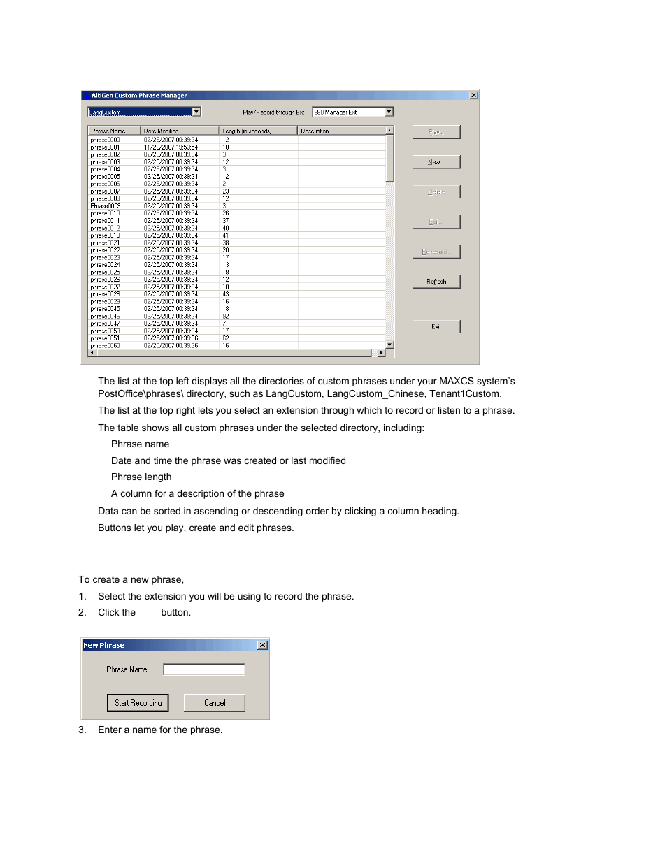 Creating a new phrase | AltiGen MAXCS 7.0 Update 1 ACM Administration User Manual | Page 408 / 446