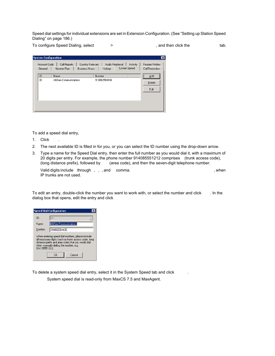 Adding speed dial entries, Editing speed dial entries | AltiGen MAXCS 7.0 Update 1 ACM Administration User Manual | Page 71 / 446