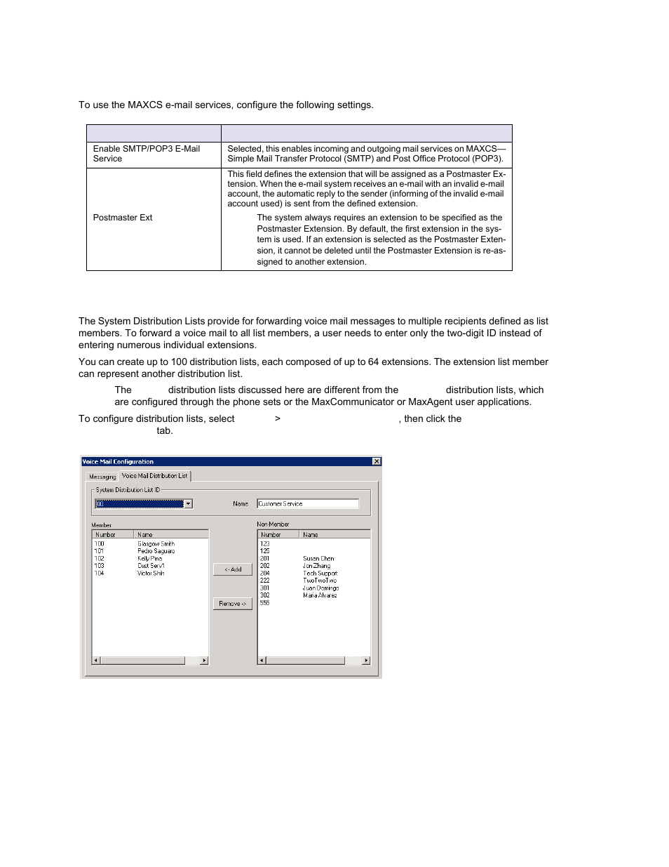 Setting e-mail messaging options, Creating distribution lists | AltiGen MAXCS 7.0 Update 1 ACM Administration User Manual | Page 95 / 446