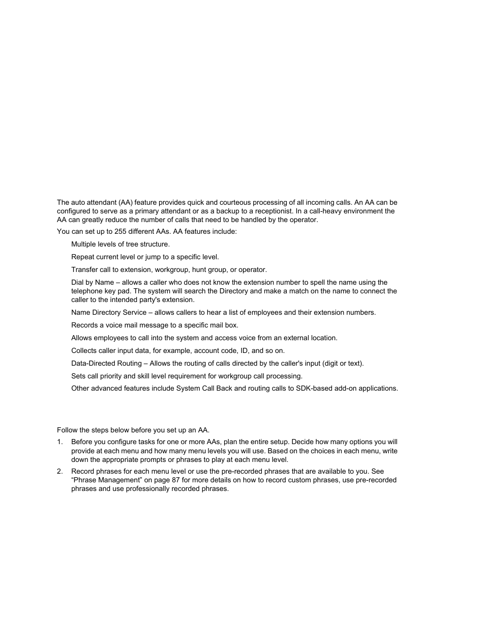 Auto attendant configuration, Planning is essential, Hapter | AltiGen MAXCS 7.0 Update 1 ACM Administration User Manual | Page 97 / 446