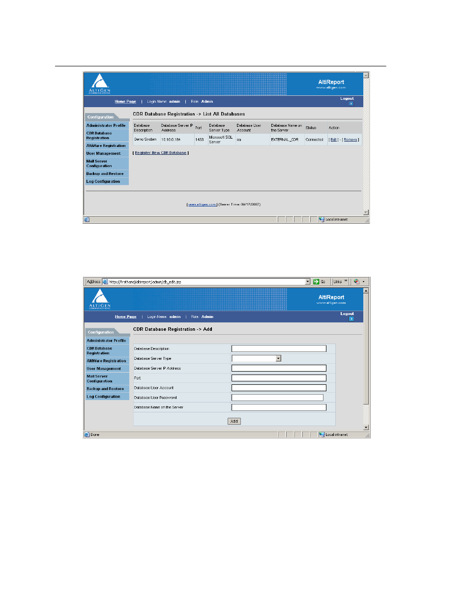 Cdr database registration | AltiGen MAXCS 7.5 AltiReport User Manual | Page 11 / 110