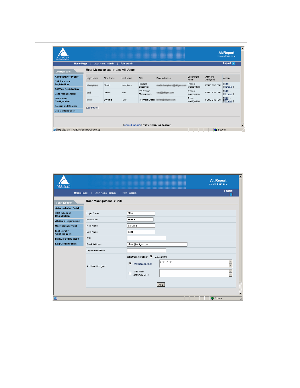 User management | AltiGen MAXCS 7.5 AltiReport User Manual | Page 13 / 110