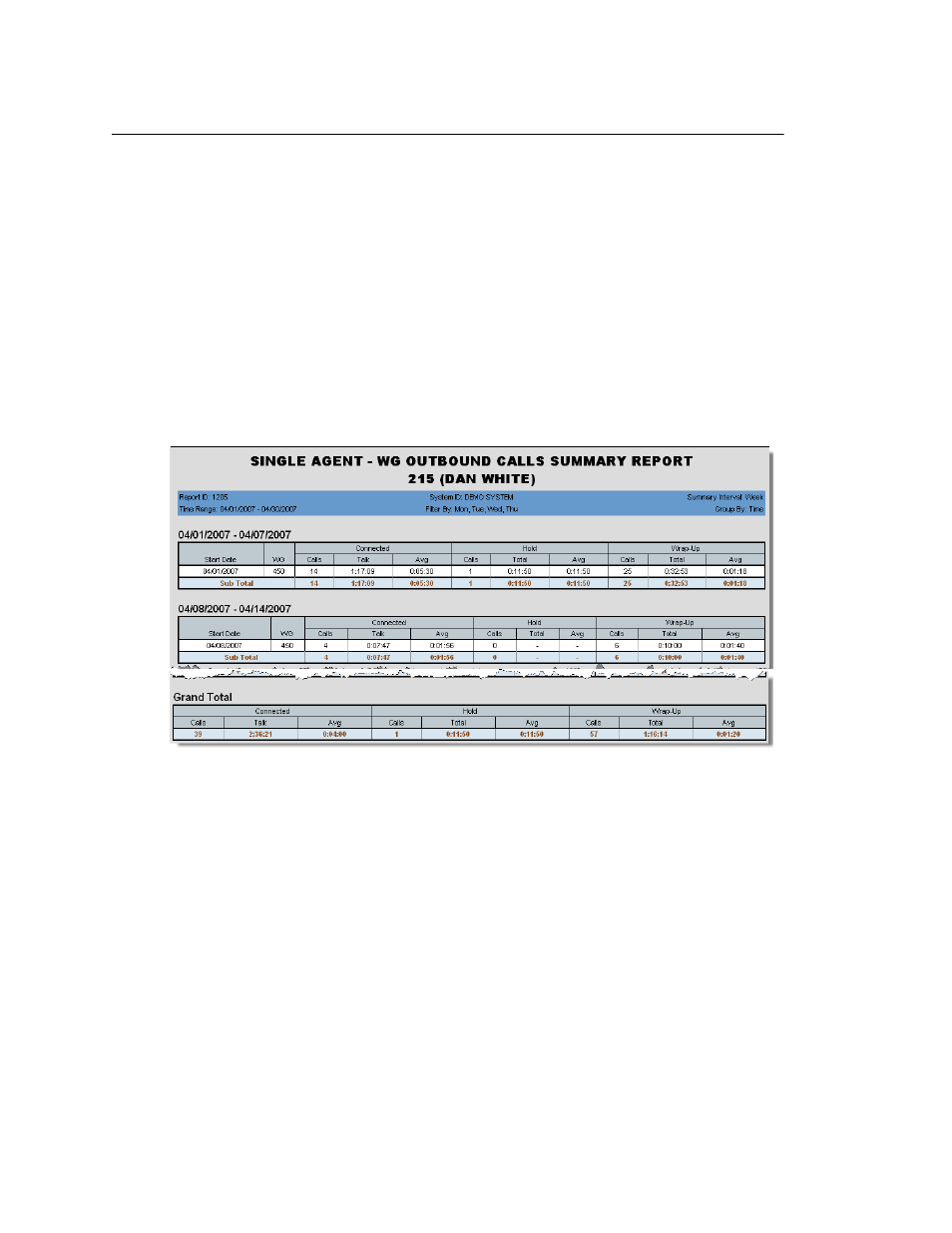 1205 - agent wg outbound calls summary report | AltiGen MAXCS 7.5 AltiReport User Manual | Page 41 / 110