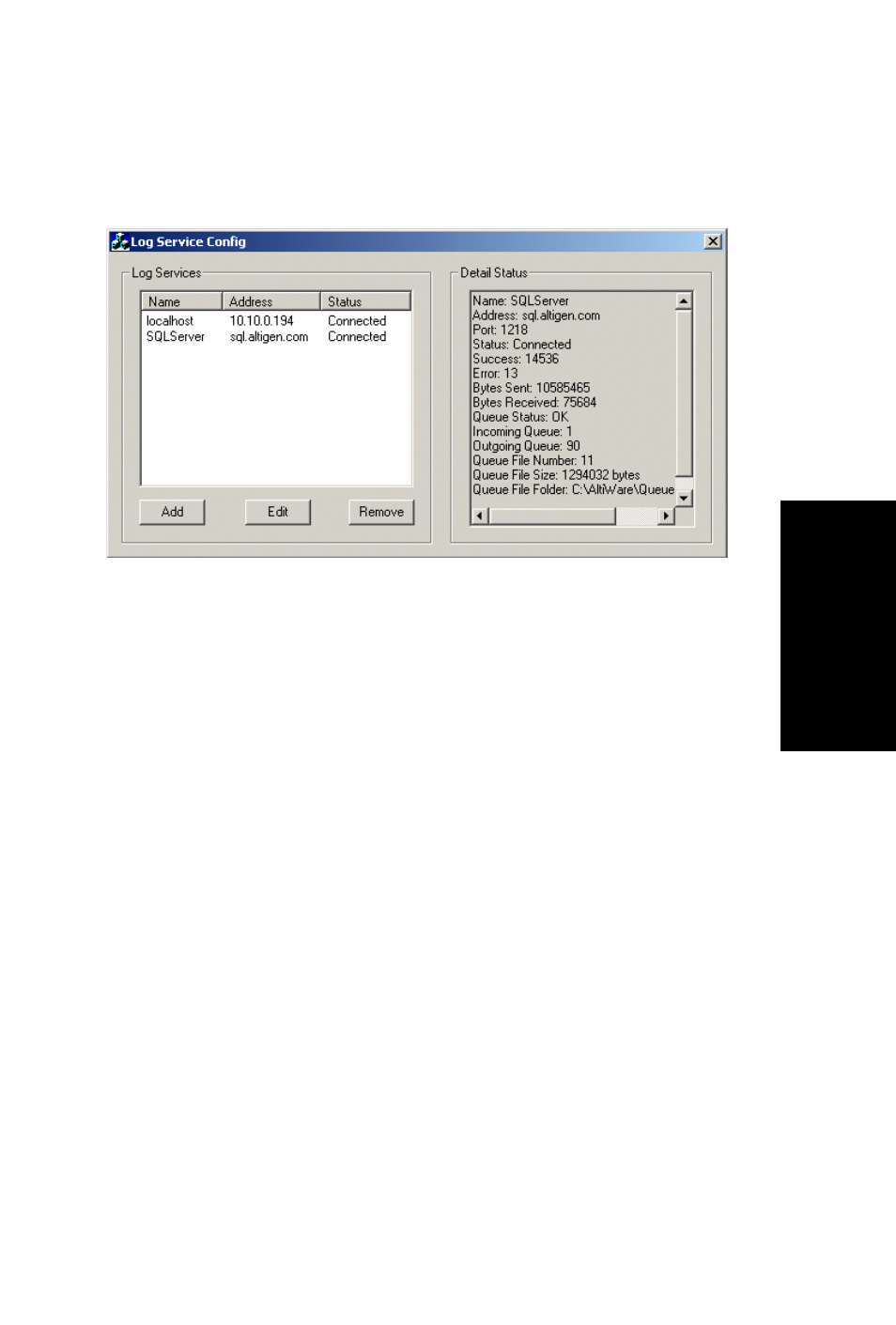 External logger server configuration tool | AltiGen MAXCS 7.5 CDR User Manual | Page 41 / 95