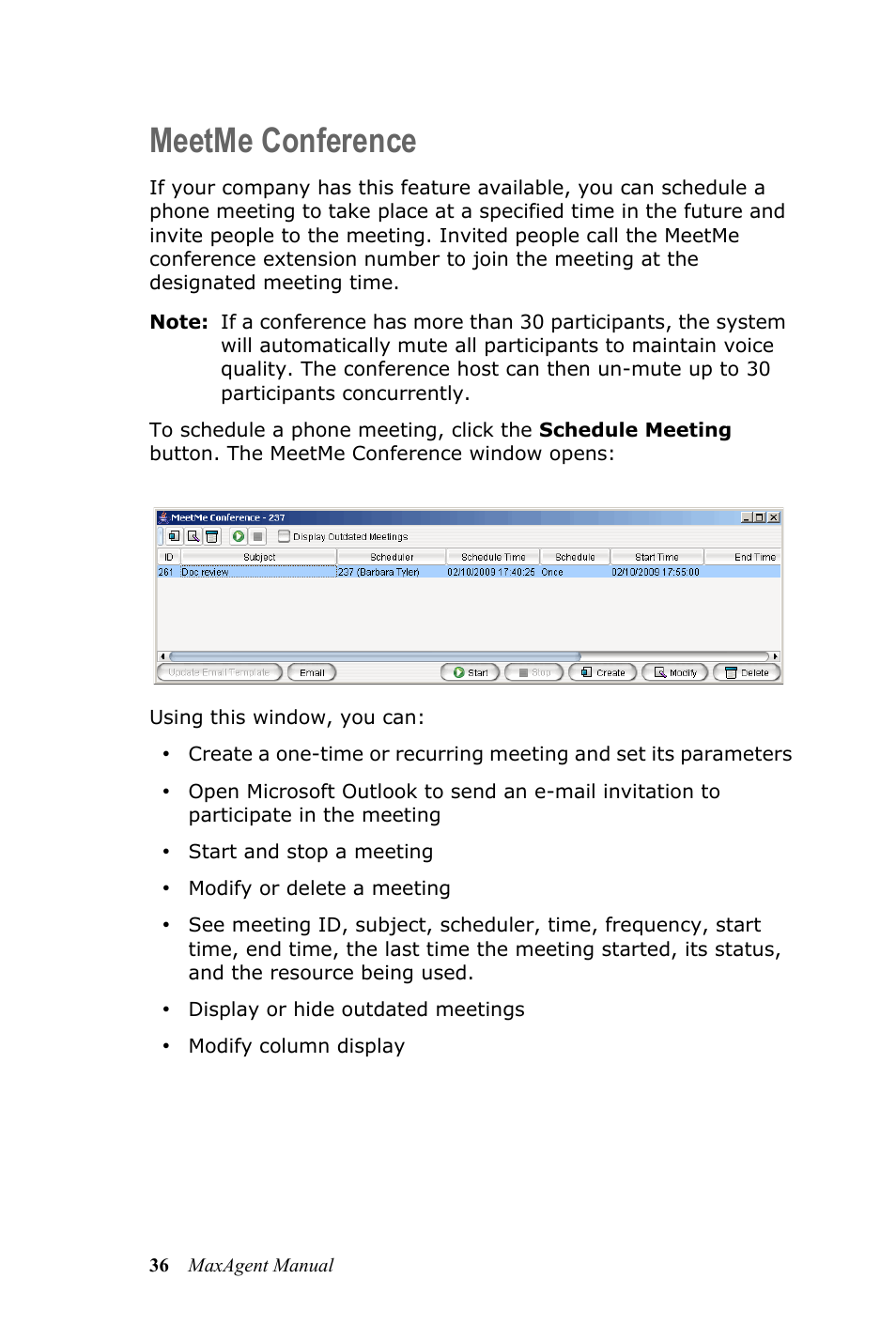 Meetme conference | AltiGen MAXCS 7.5 MaxAgent User Manual | Page 42 / 95