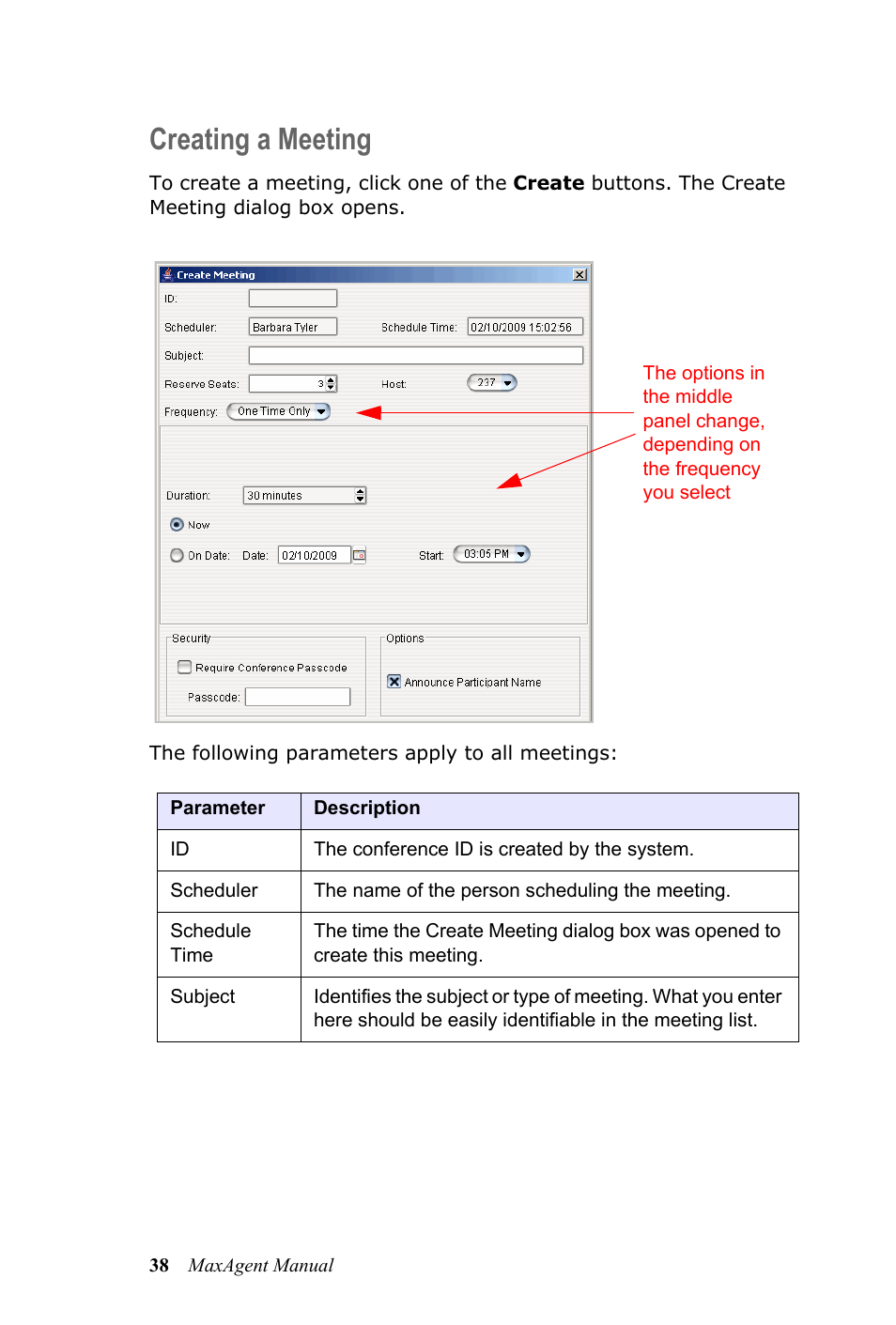 Creating a meeting | AltiGen MAXCS 7.5 MaxAgent User Manual | Page 44 / 95