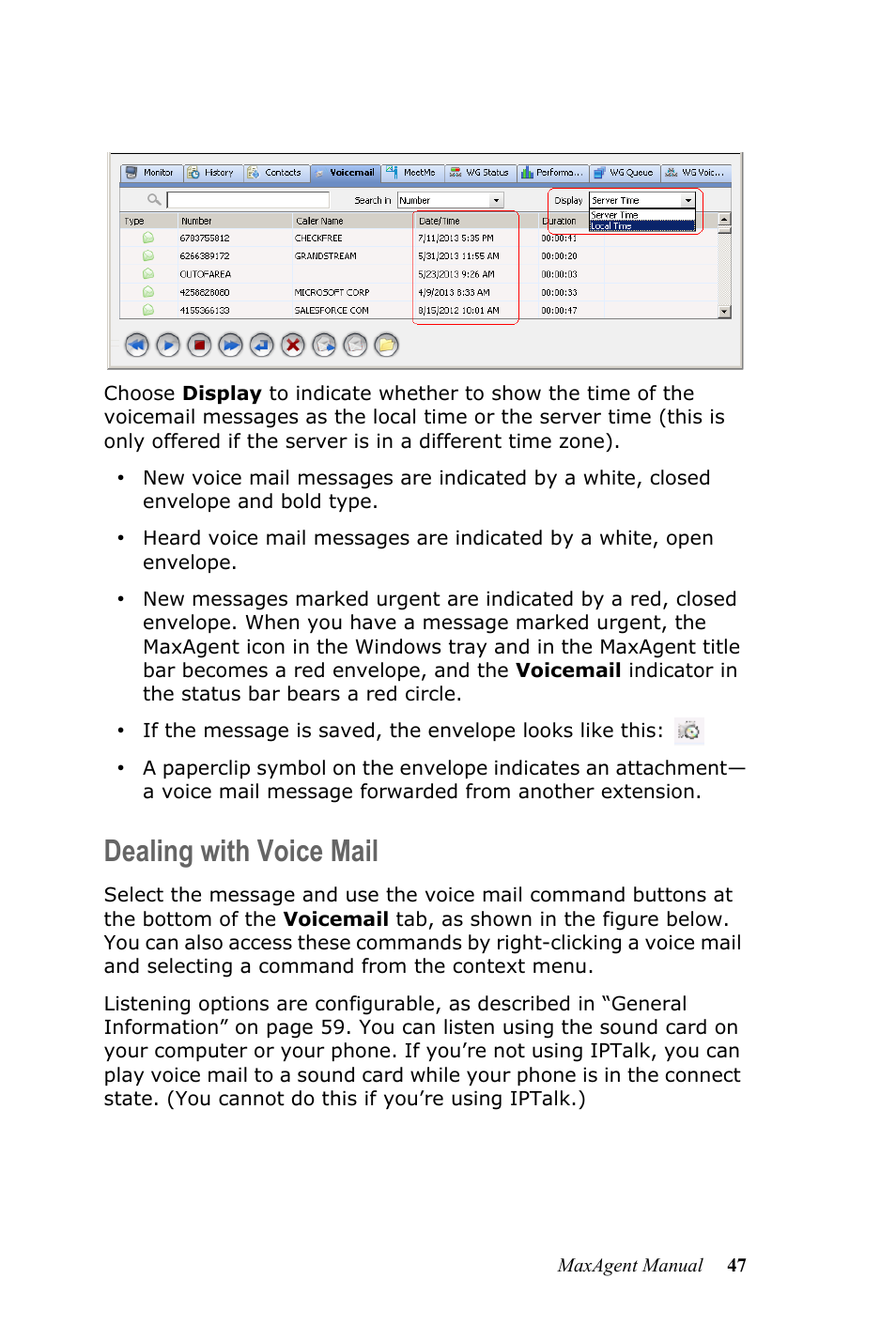 Dealing with voice mail | AltiGen MAXCS 7.5 MaxAgent User Manual | Page 53 / 95