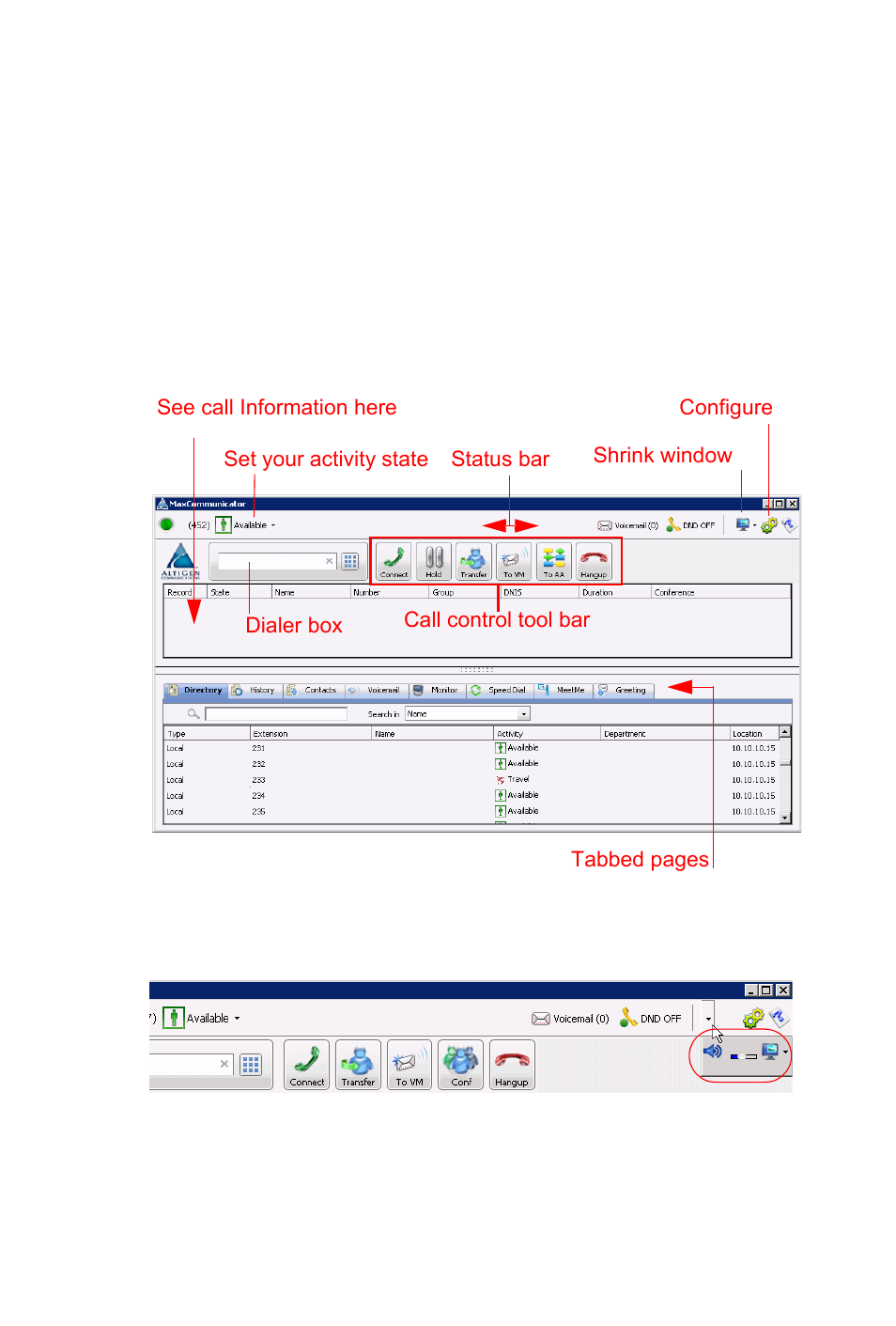 Overview of the main window | AltiGen MAXCS 7.5 MaxCommunicator User Manual | Page 16 / 89