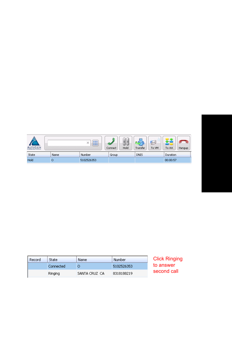 Redialing, Placing calls on hold, Using call waiting | Placing calls on hold using call waiting | AltiGen MAXCS 7.5 MaxCommunicator User Manual | Page 33 / 89