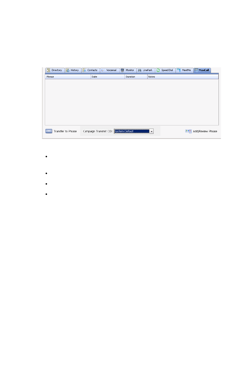 The maxcall tab, Using a phrase, The maxcall tab using a phrase | AltiGen MAXCS 7.5 MaxCommunicator User Manual | Page 82 / 89