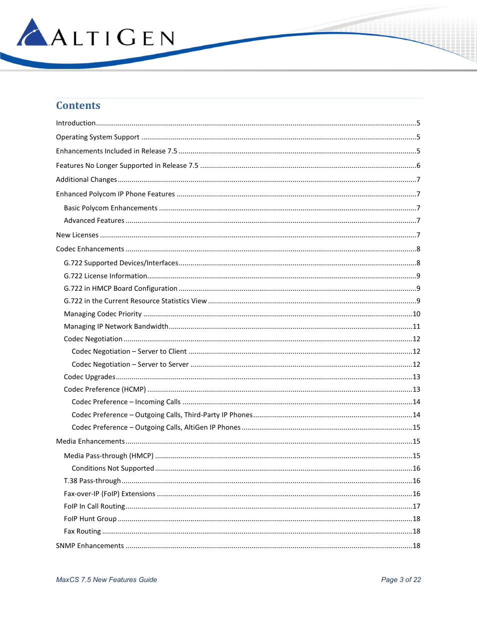 AltiGen MAXCS 7.5 New Features Guide User Manual | Page 3 / 22