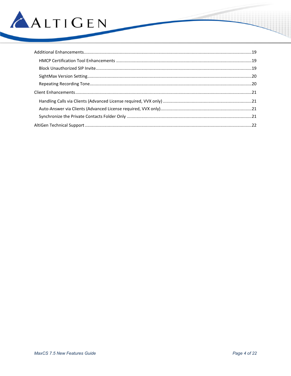 AltiGen MAXCS 7.5 New Features Guide User Manual | Page 4 / 22