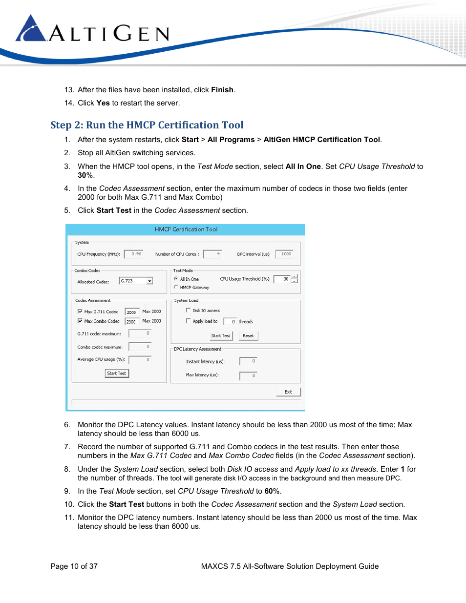 Step 2: run the hmcp certification tool, Step 1: run the hmcp certification, Tool | AltiGen MAXCS 7.5 Softswitch Deployment Guide User Manual | Page 10 / 37