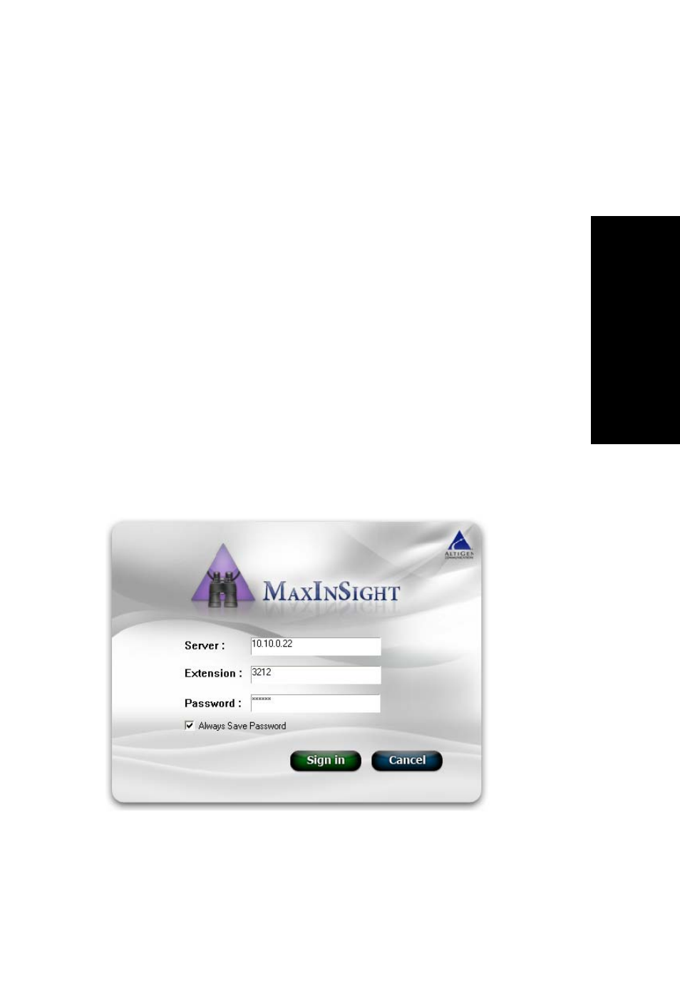 Getting started, Logging in, Hapter | AltiGen MAXCS 7.5 MaxInSight User Manual | Page 9 / 34