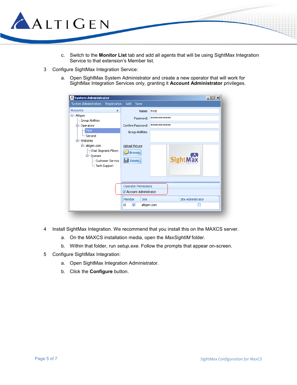 AltiGen MAXCS 7.5 SightMax Configuration Guide User Manual | Page 5 / 7