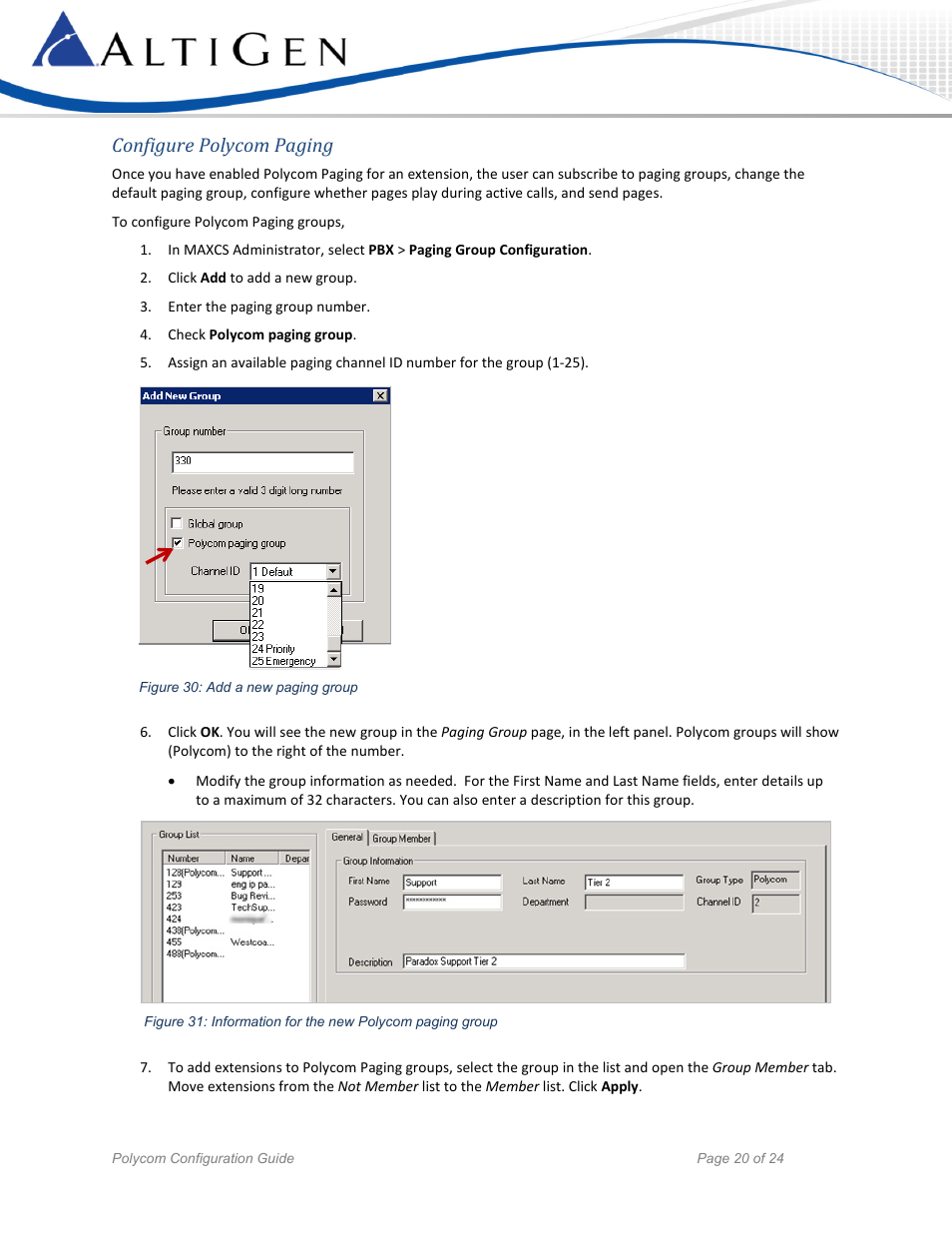 Configure polycom paging | AltiGen MAXCS 7.5 Polycom Configuration Guide User Manual | Page 20 / 24