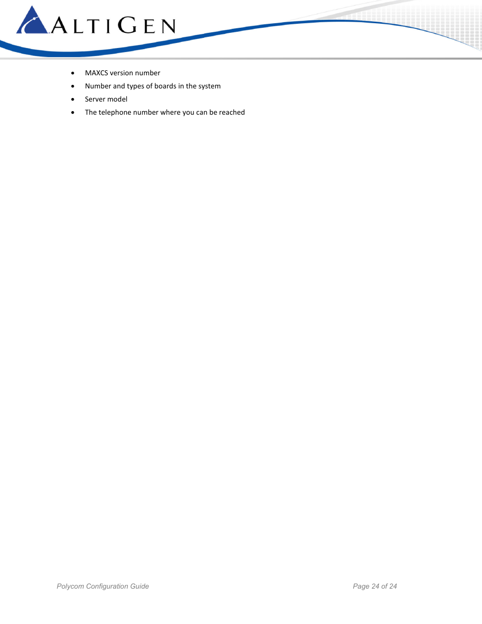 AltiGen MAXCS 7.5 Polycom Configuration Guide User Manual | Page 24 / 24