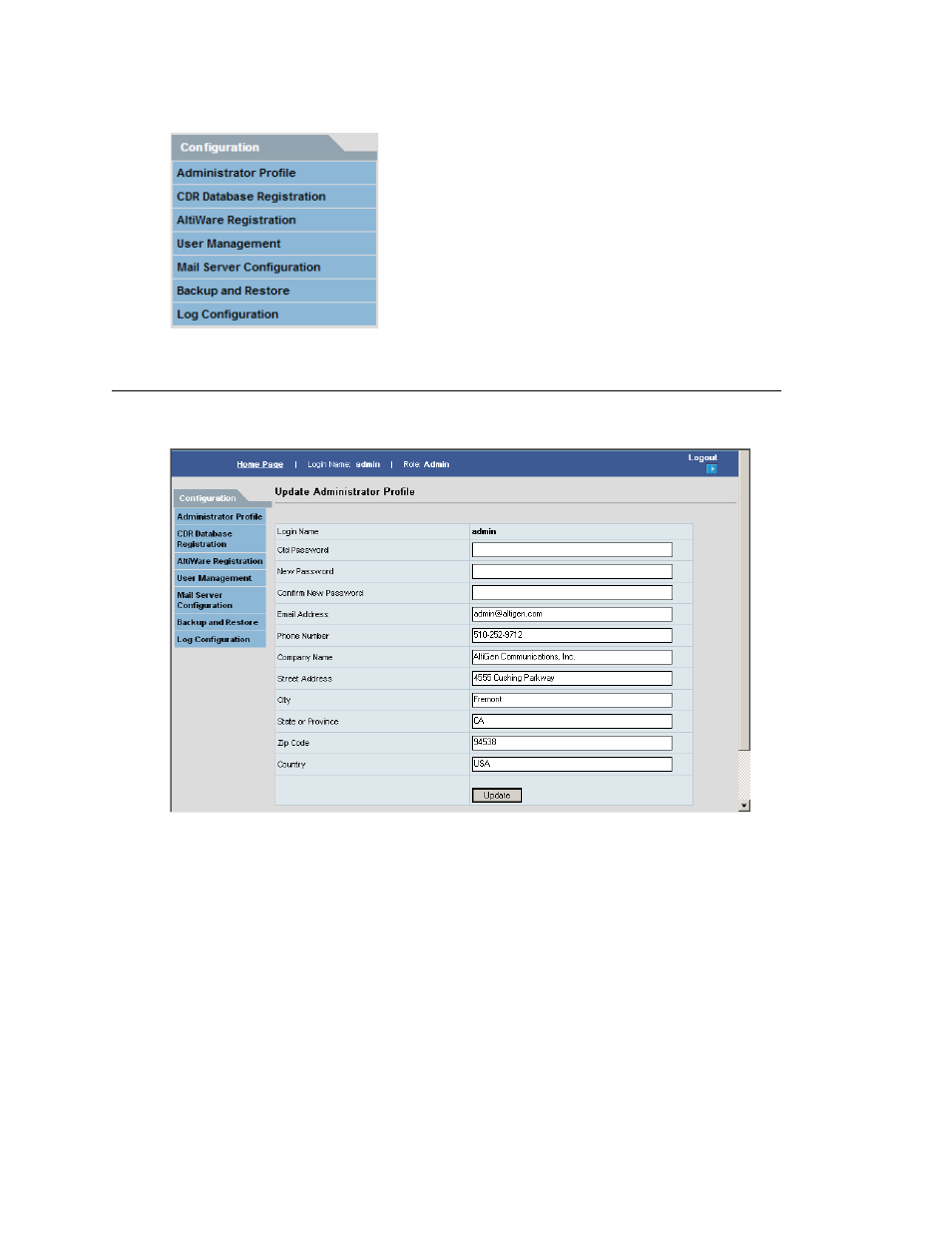 Administrator profile | AltiGen MAXCS 7.0 Update 1 AltiReport User Manual | Page 10 / 110