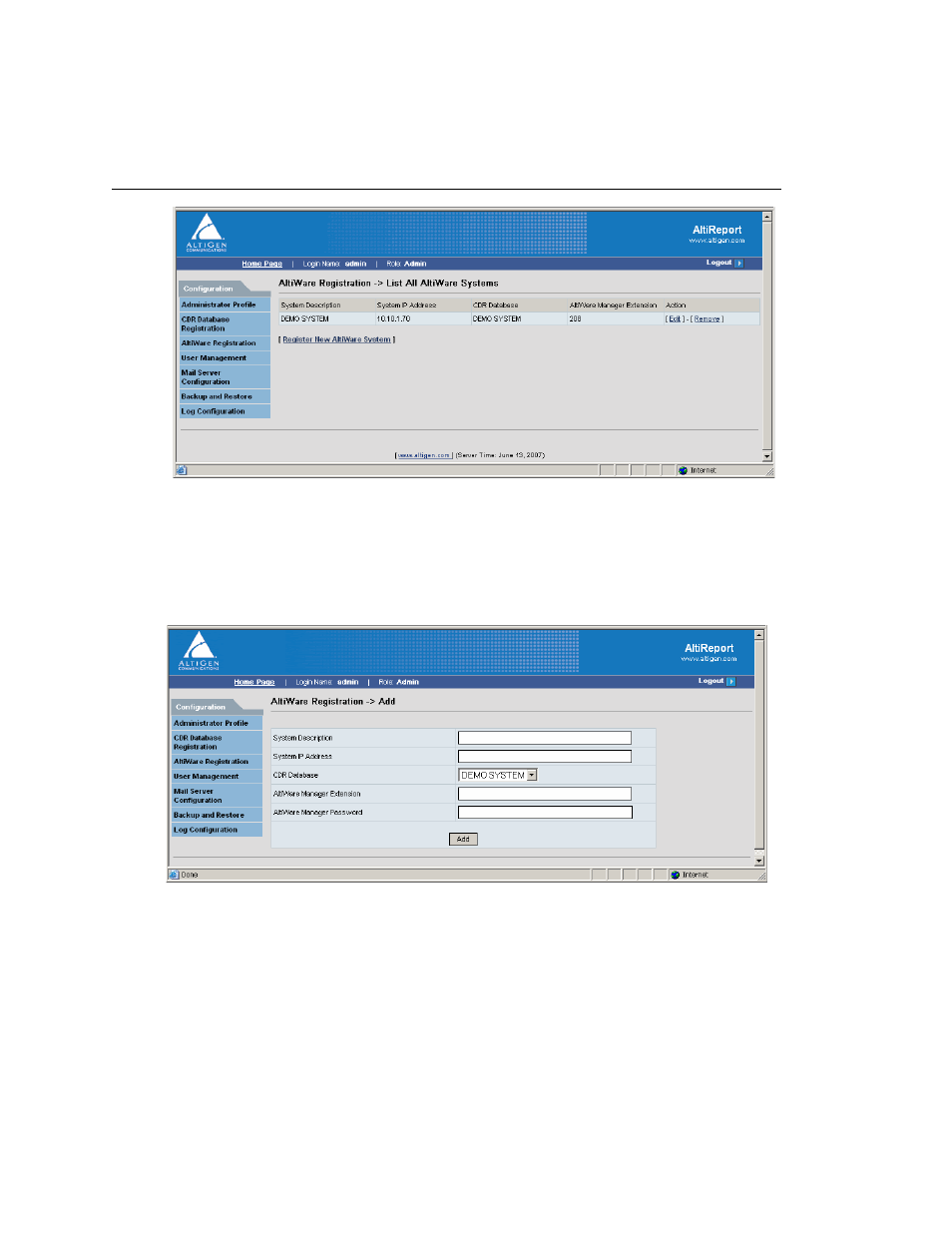 Altiware (maxcs) registration | AltiGen MAXCS 7.0 Update 1 AltiReport User Manual | Page 12 / 110