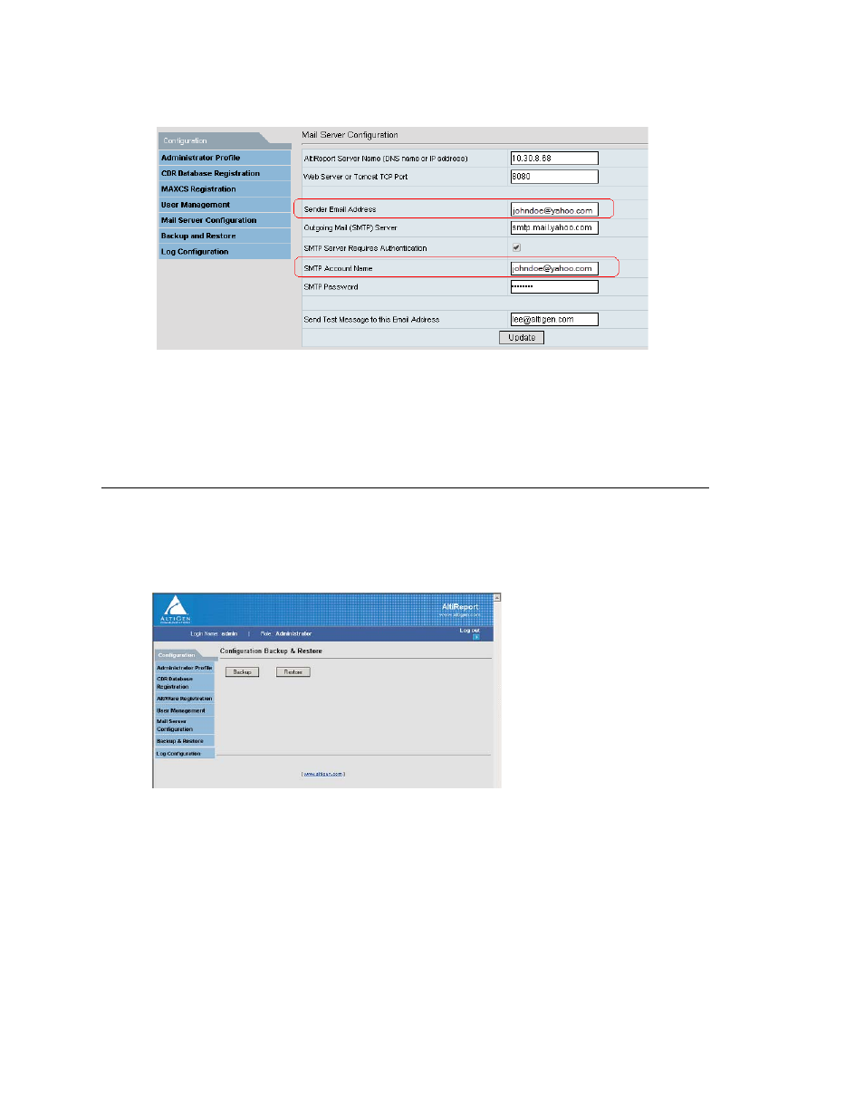 Backup and restore | AltiGen MAXCS 7.0 Update 1 AltiReport User Manual | Page 16 / 110