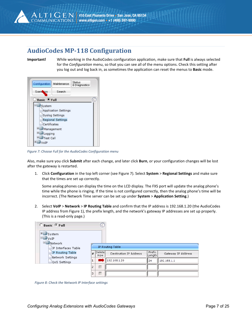 Audiocodes mp-118 configuration | AltiGen MAXCS 7.0 Update 1 FXS Configuration with AudioCodes User Manual | Page 7 / 25