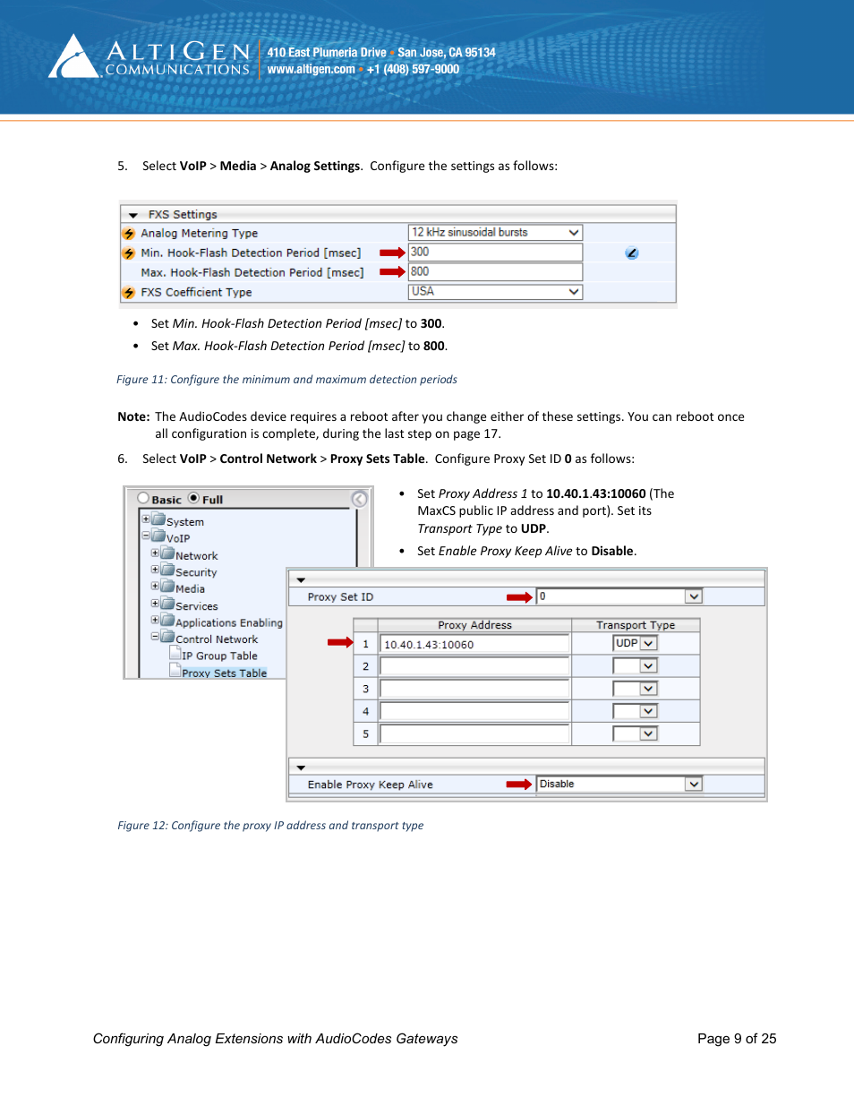 AltiGen MAXCS 7.0 Update 1 FXS Configuration with AudioCodes User Manual | Page 9 / 25