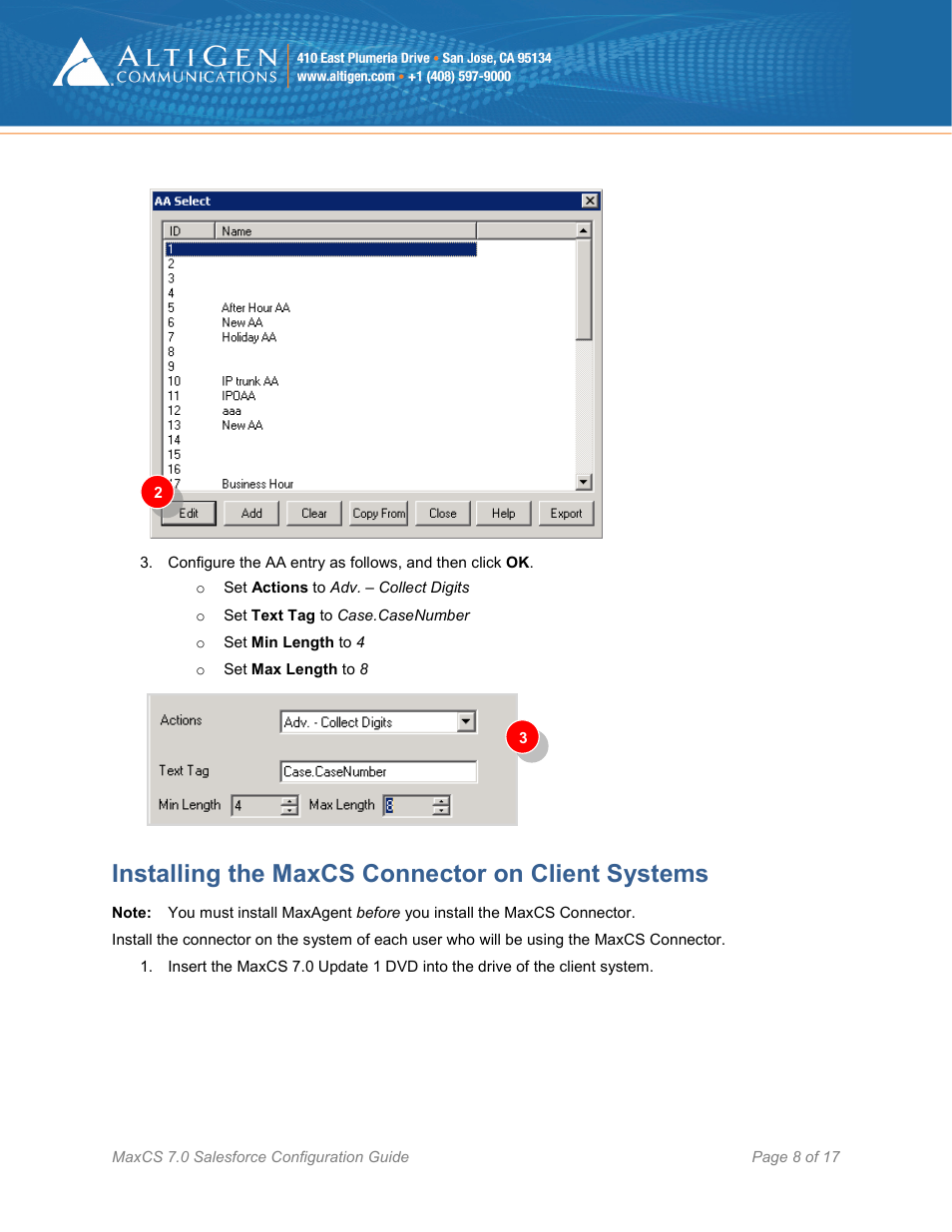 Installing the maxcs connector on client systems | AltiGen MAXCS 7.0 Update 1 Salesforce Connector Configuration Guide User Manual | Page 8 / 17