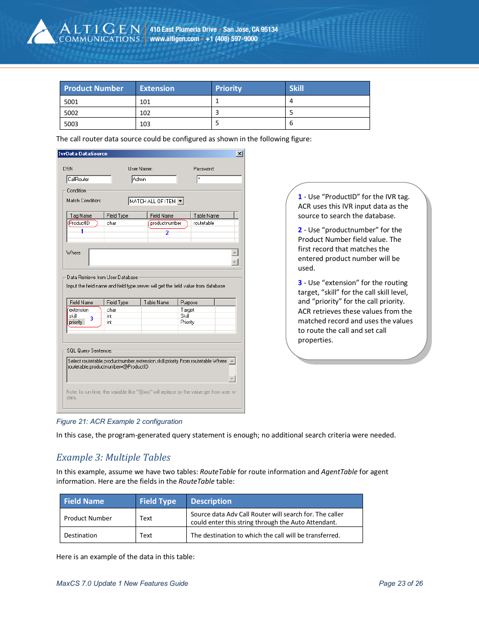 Example 3: multiple tables | AltiGen MAXCS 7.0 Update 1 New Features Guide User Manual | Page 23 / 26