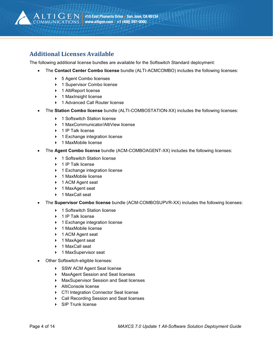 Additional licenses available | AltiGen MAXCS 7.0 Update 1 Softswitch Deployment Guide User Manual | Page 4 / 14