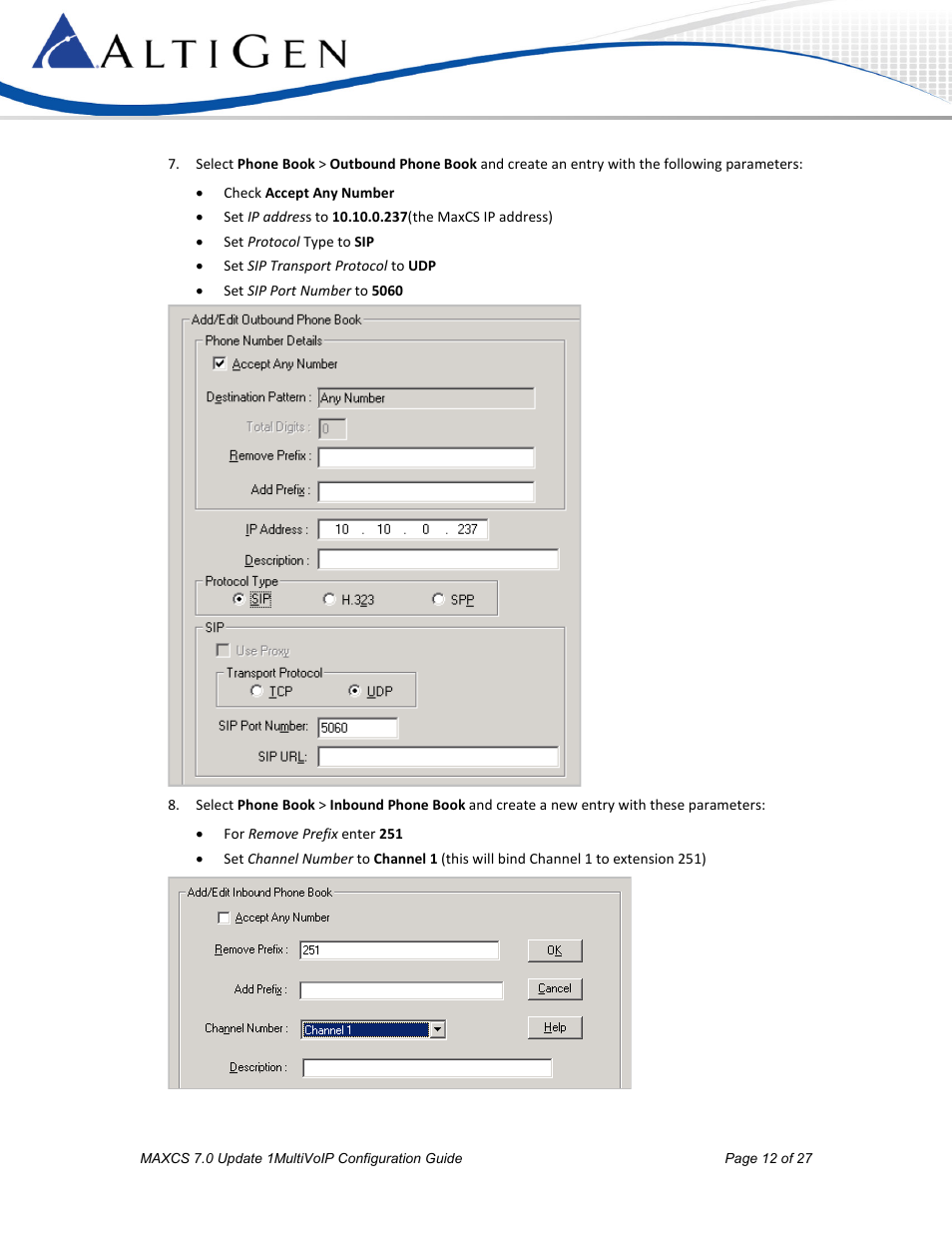 AltiGen MAXCS 7.0 Update 1 MultiVOIP Configuration User Manual | Page 12 / 27