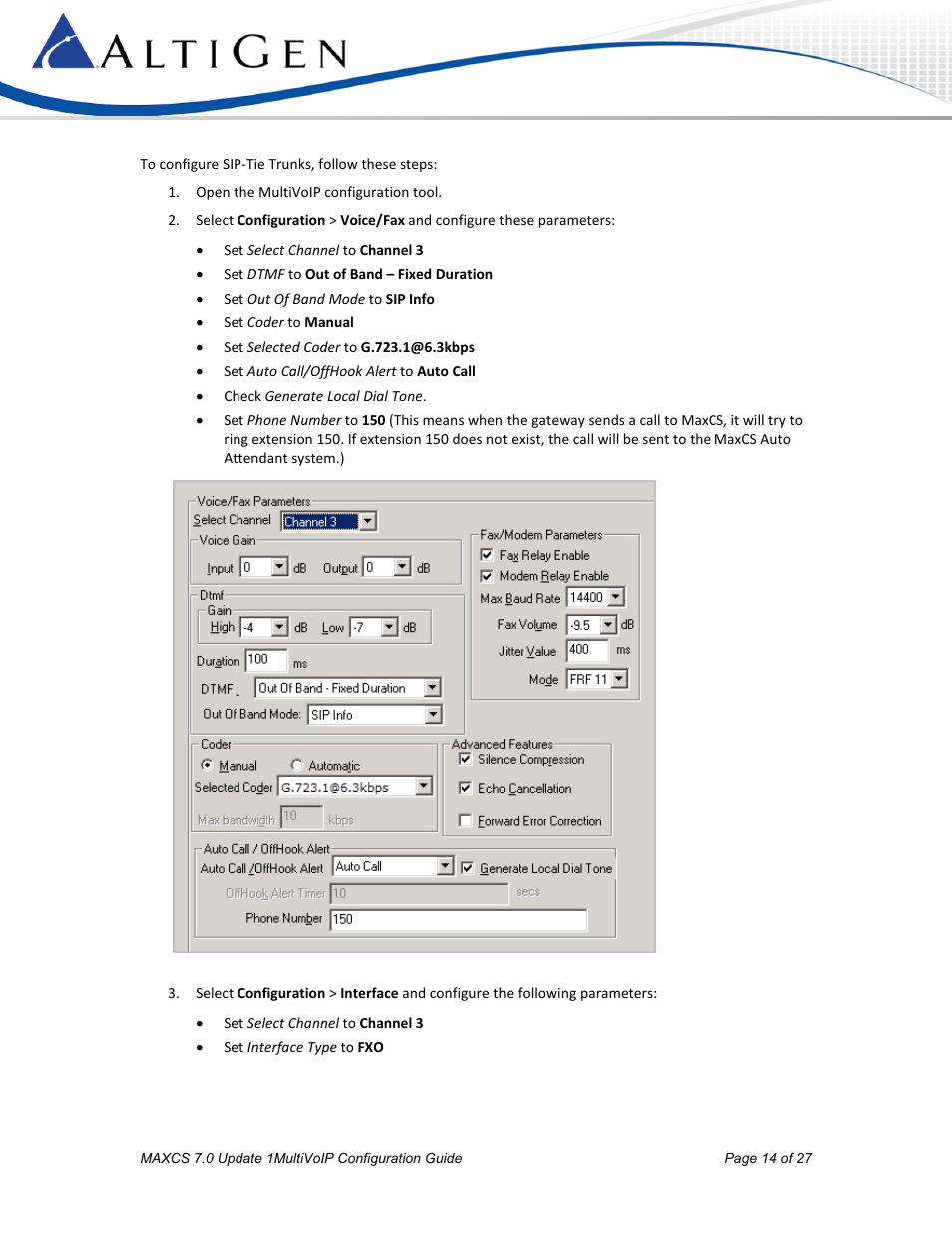 AltiGen MAXCS 7.0 Update 1 MultiVOIP Configuration User Manual | Page 14 / 27