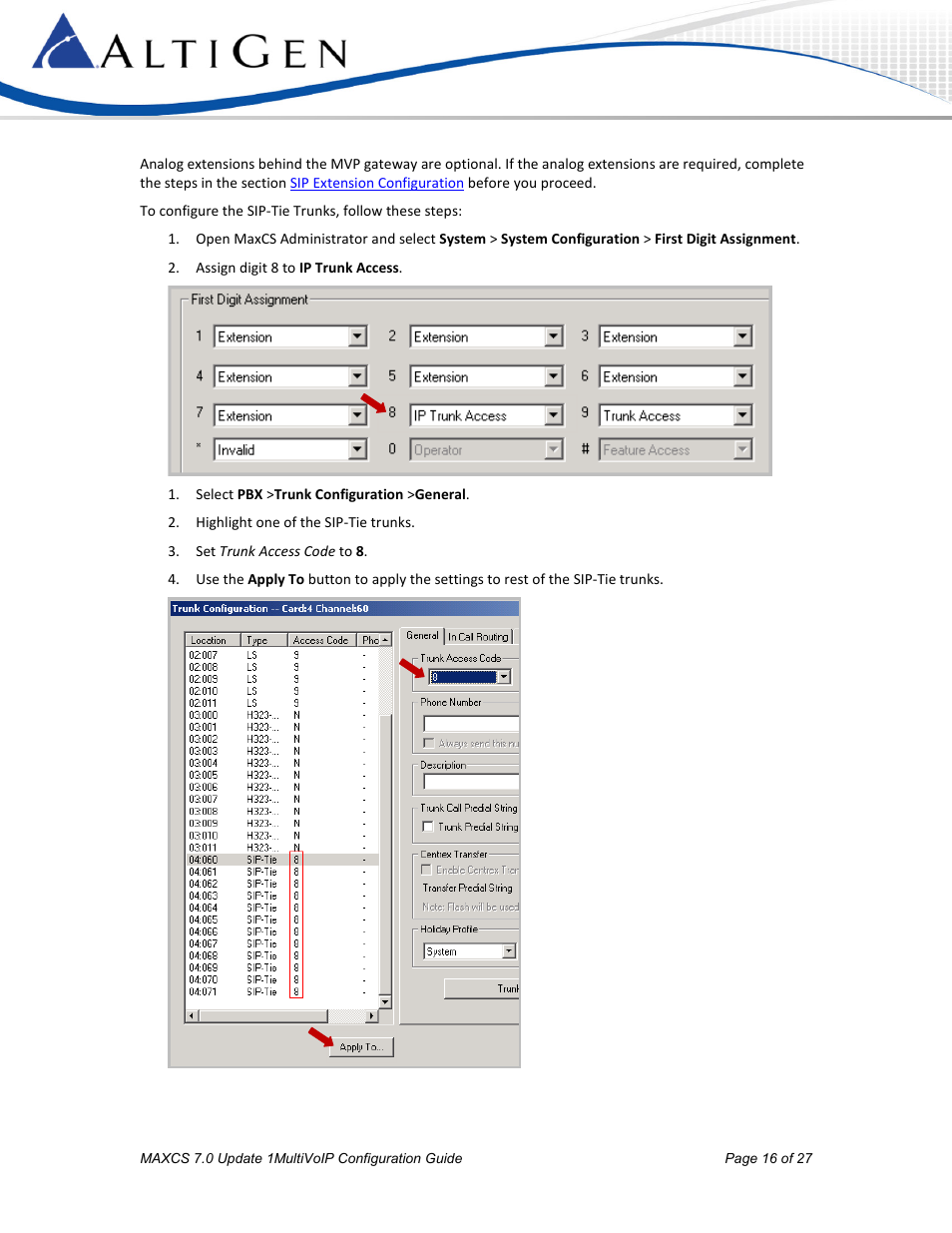 AltiGen MAXCS 7.0 Update 1 MultiVOIP Configuration User Manual | Page 16 / 27