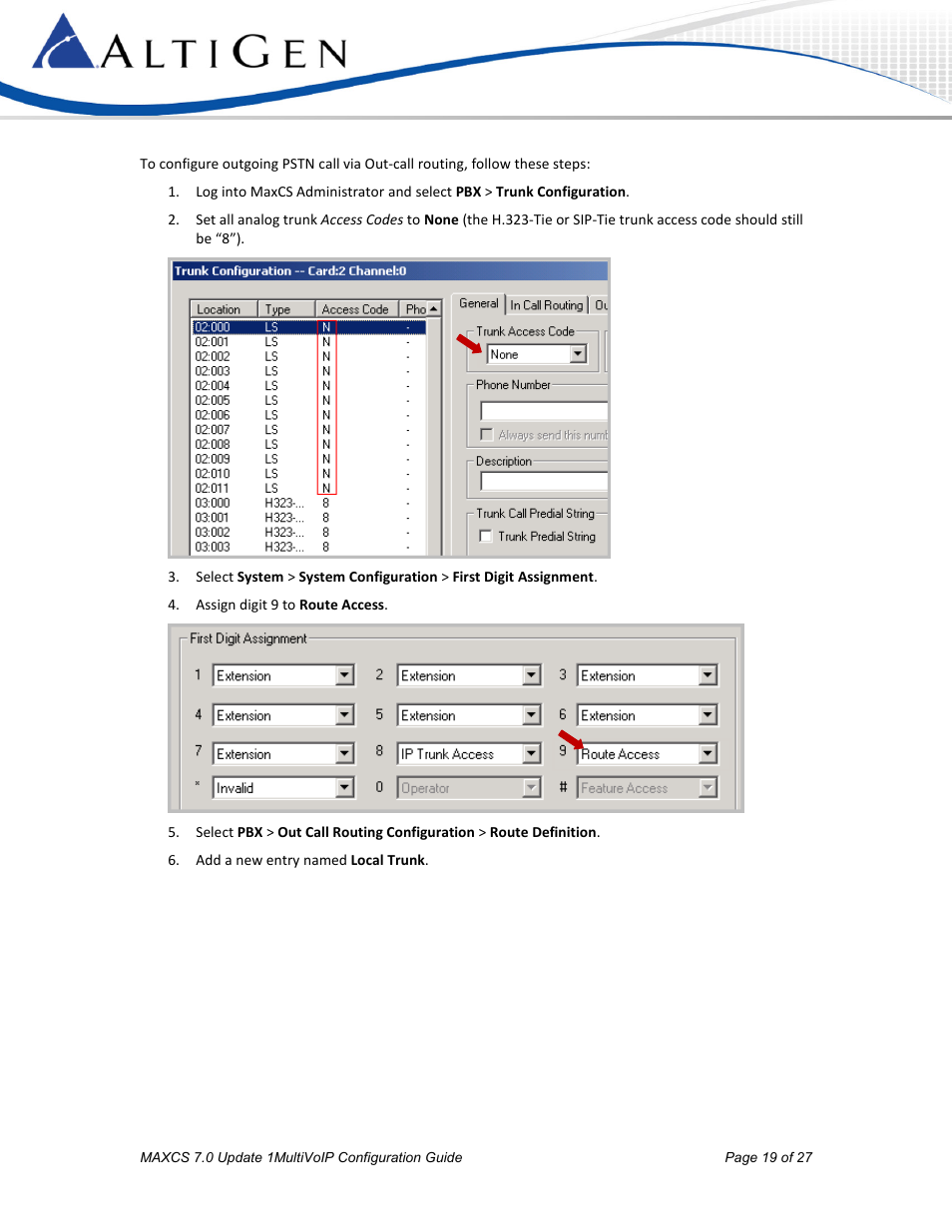 AltiGen MAXCS 7.0 Update 1 MultiVOIP Configuration User Manual | Page 19 / 27