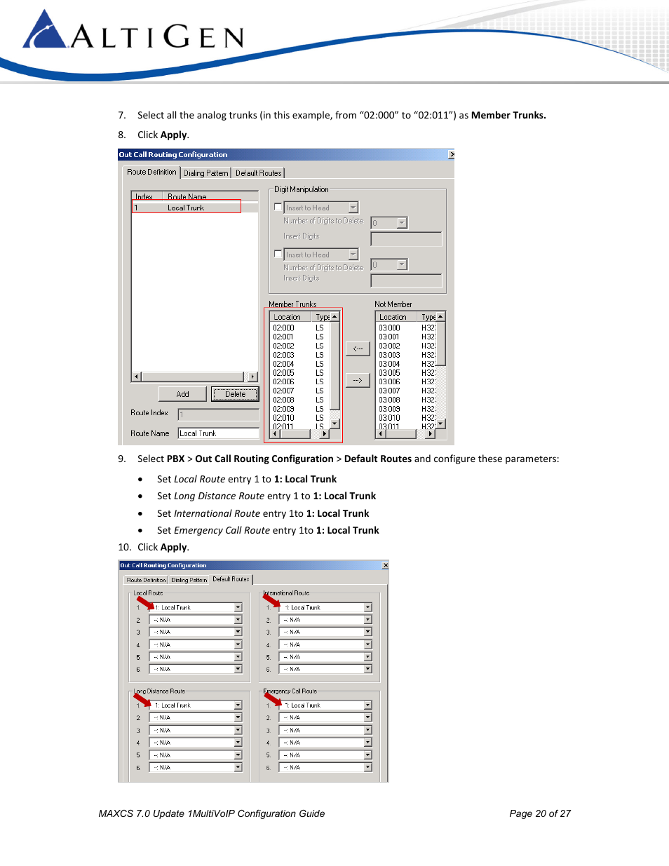 AltiGen MAXCS 7.0 Update 1 MultiVOIP Configuration User Manual | Page 20 / 27