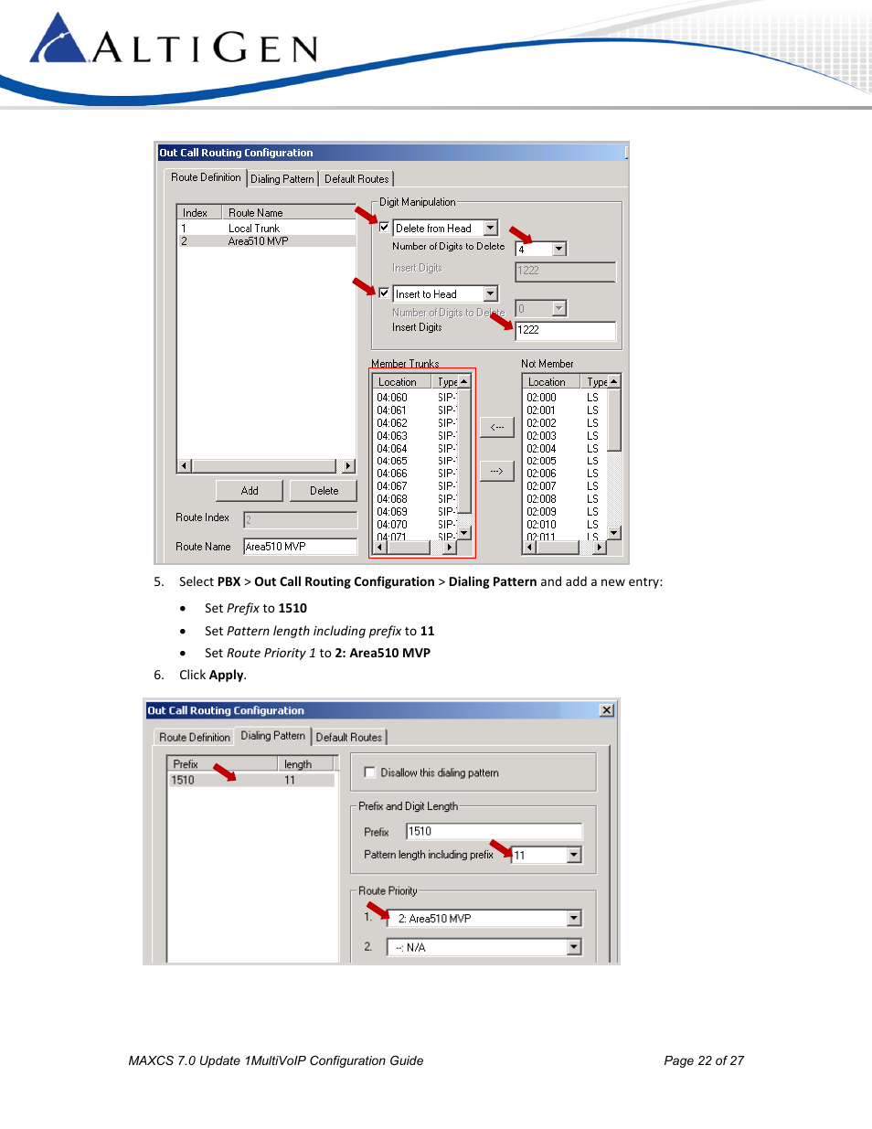 AltiGen MAXCS 7.0 Update 1 MultiVOIP Configuration User Manual | Page 22 / 27