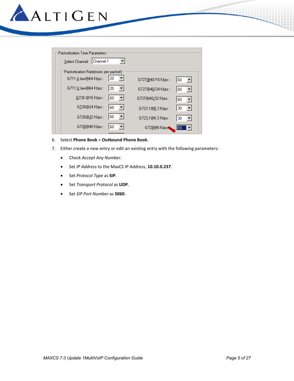 AltiGen MAXCS 7.0 Update 1 MultiVOIP Configuration User Manual | Page 5 / 27