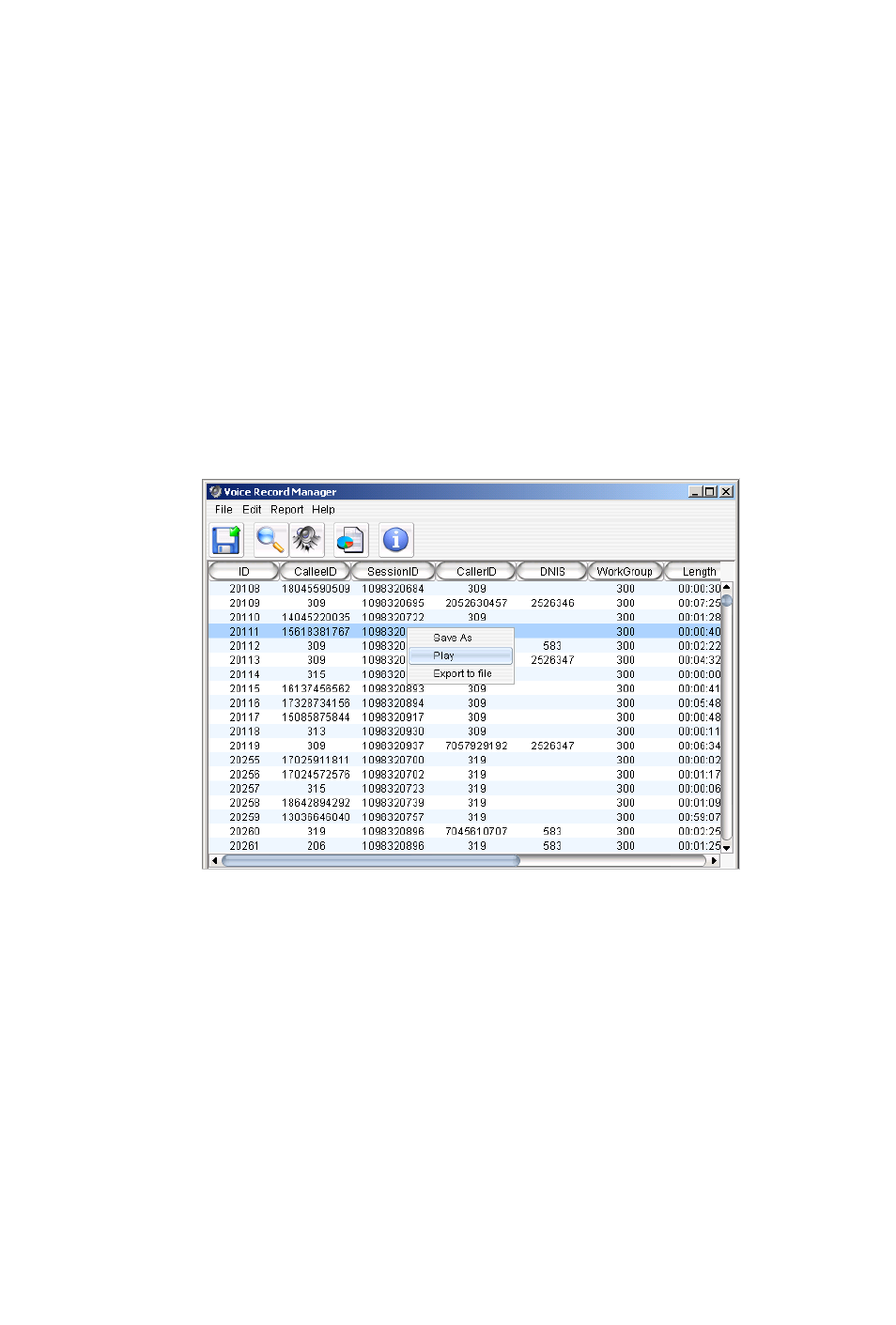 Playing voice records, Displaying columns, Searching for all an extension’s voice records | AltiGen MAXCS 7.0 Update 1 VRManager User Manual | Page 26 / 32