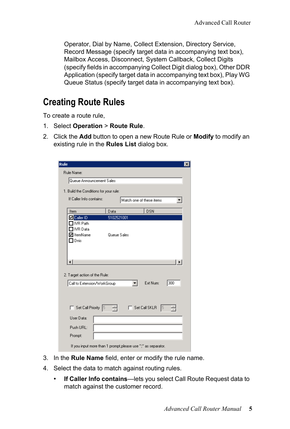 Creating route rules | AltiGen MAXCS 7.0 Adv Call Router User Manual | Page 9 / 26