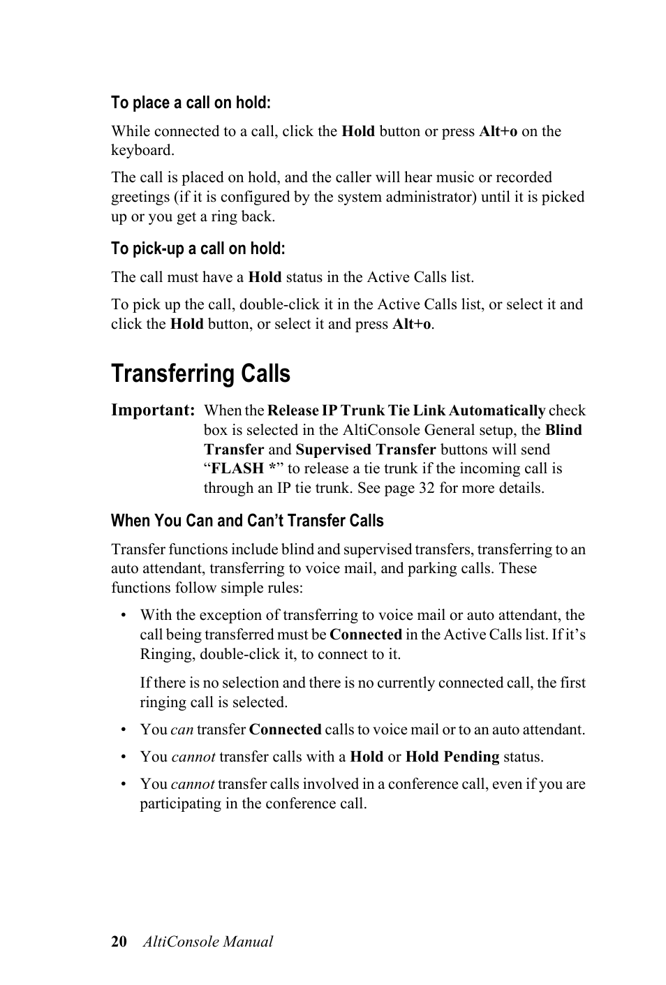 Transferring calls | AltiGen MAXCS 7.0 AltiConsole User Manual | Page 24 / 44