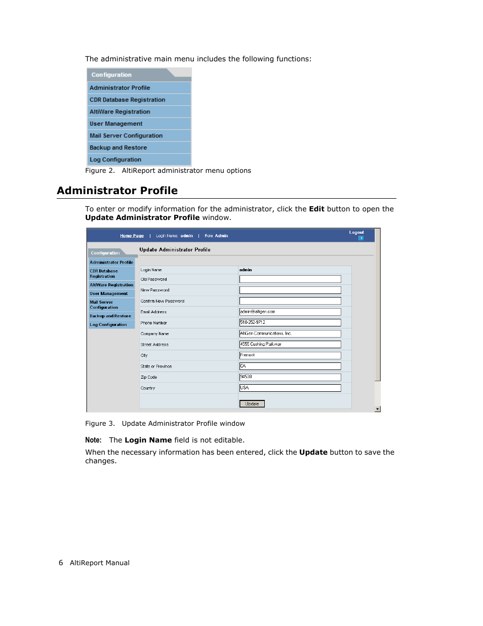 Administrator profile | AltiGen MAXCS 7.0 AltiReport User Manual | Page 10 / 110