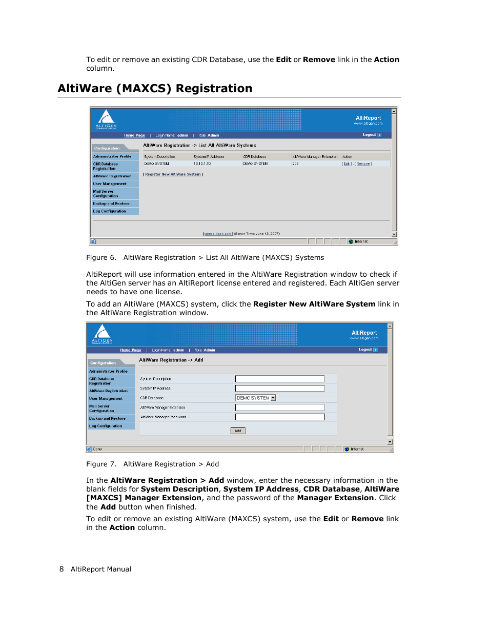 Altiware (maxcs) registration | AltiGen MAXCS 7.0 AltiReport User Manual | Page 12 / 110