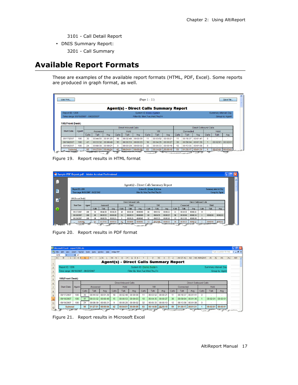 Available report formats | AltiGen MAXCS 7.0 AltiReport User Manual | Page 21 / 110