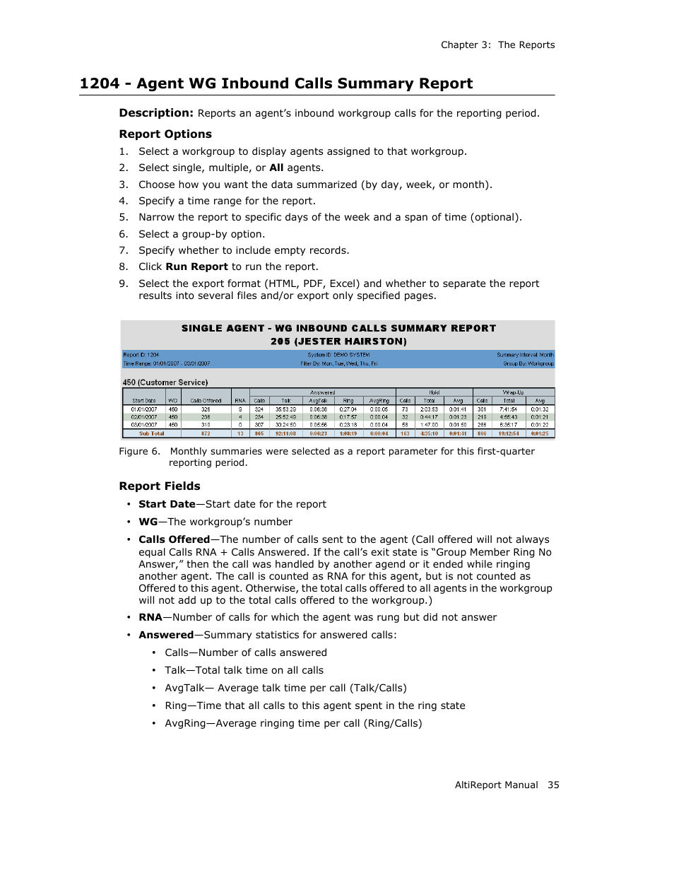 1204 - agent wg inbound calls summary report | AltiGen MAXCS 7.0 AltiReport User Manual | Page 39 / 110