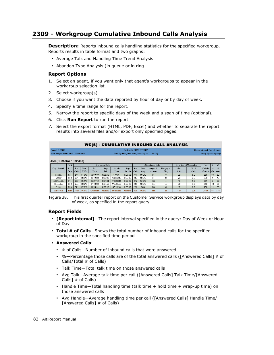 2309 - workgroup cumulative inbound calls analysis | AltiGen MAXCS 7.0 AltiReport User Manual | Page 86 / 110