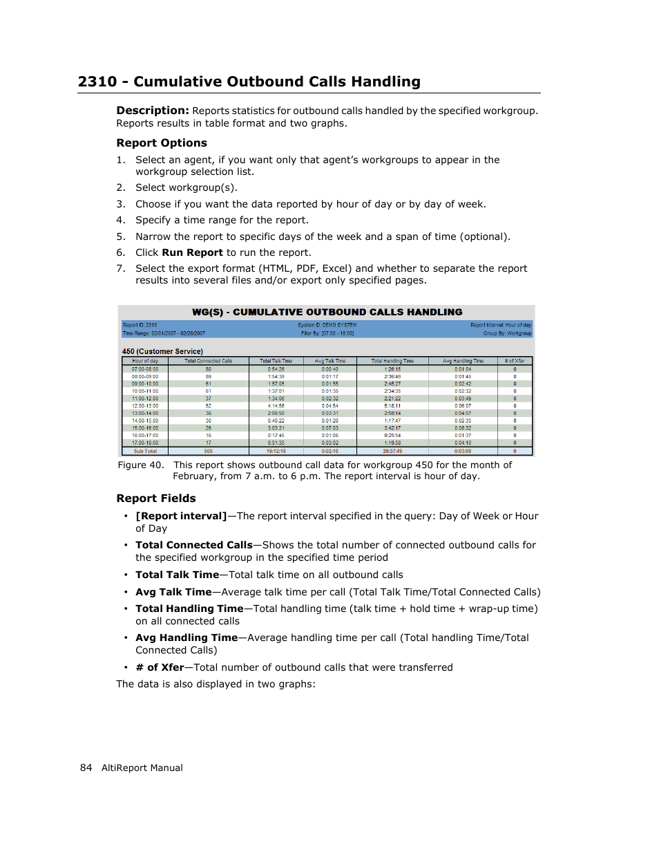 2310 - cumulative outbound calls handling | AltiGen MAXCS 7.0 AltiReport User Manual | Page 88 / 110