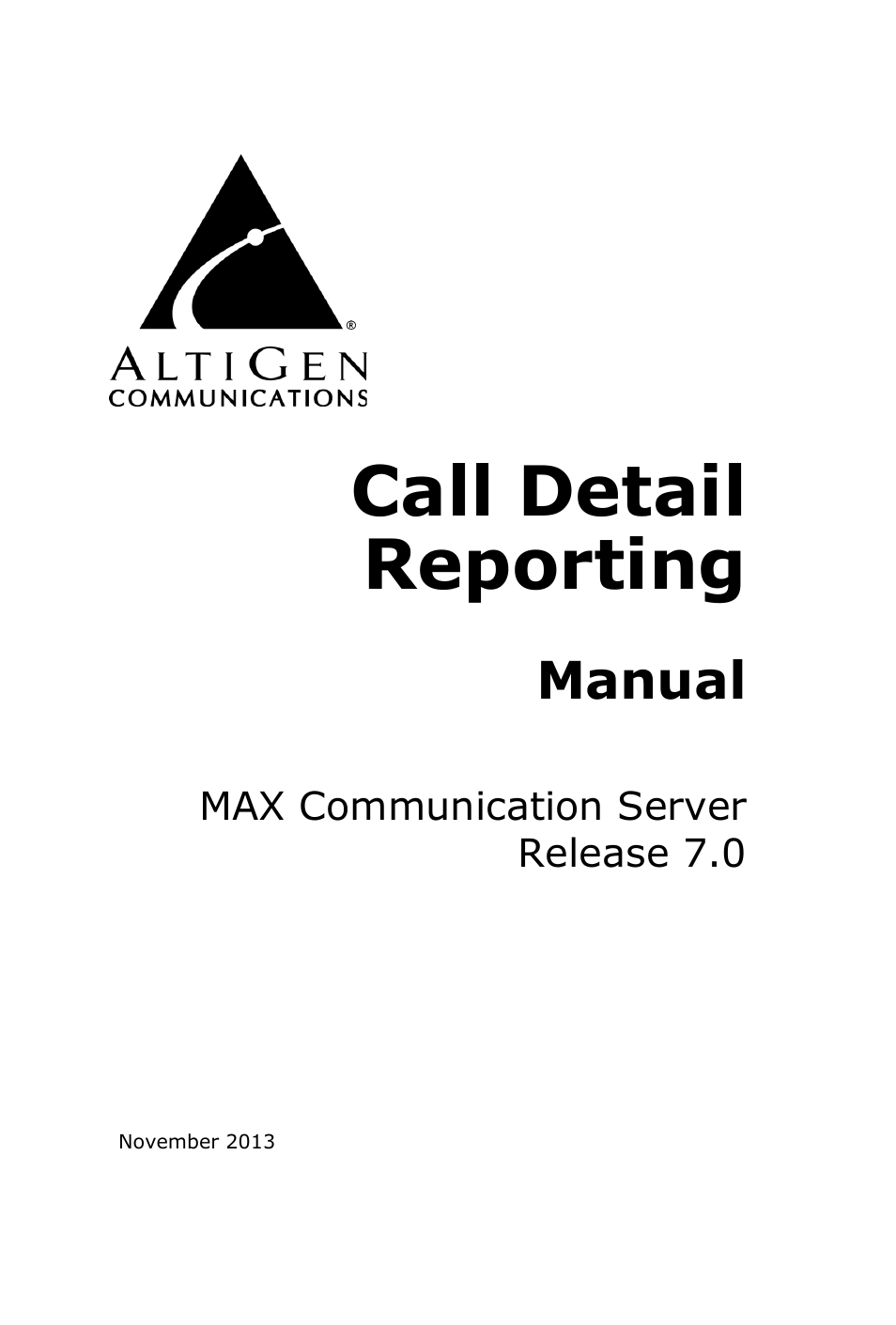 AltiGen MAXCS 7.0 CDR User Manual | 95 pages