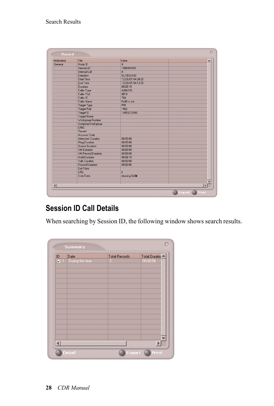 Session id call details | AltiGen MAXCS 7.0 CDR User Manual | Page 32 / 95