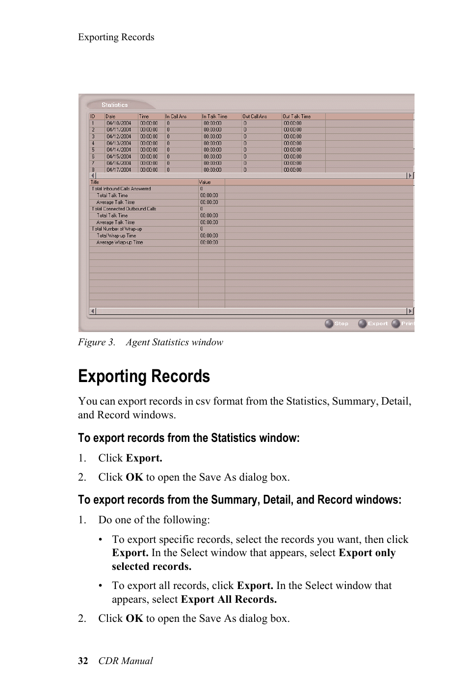 Exporting records, Exporting records” fo | AltiGen MAXCS 7.0 CDR User Manual | Page 36 / 95