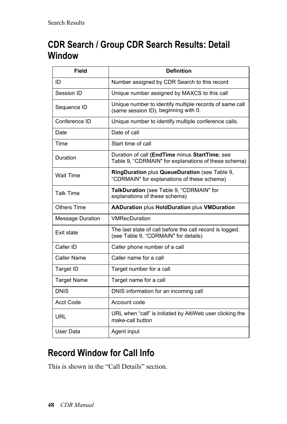 Record window for call info | AltiGen MAXCS 7.0 CDR User Manual | Page 52 / 95